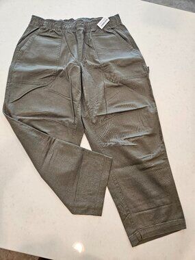 Old Navy Cargo Comfort Waistband Pants w/ Pockets - Khaki Green - Size L Petite